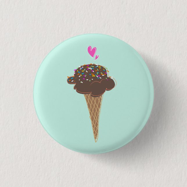 Chocolate Ice Cream Cone   3 Cm Round Badge (Front)