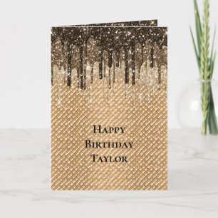 Chocolate Ice Cream Cone Glitter Drips Birthday Card