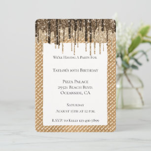 Chocolate Ice Cream Cone Glitter Drips Invitation