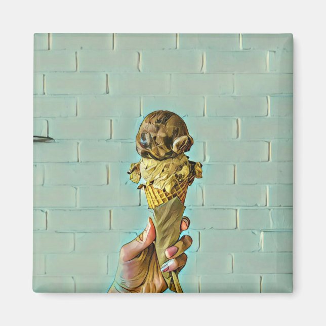 Chocolate ice cream cone magnet (Front)