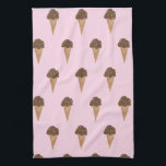 Chocolate ice cream cone pattern kitchen towel<br><div class="desc">Everyone loves ice cream! Give the gift of this cute kitchen towel with a chocolate ice cream cone! Add your own customised text too.
Check my shop for lots more colours and patterns!</div>