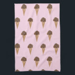 Chocolate ice cream cone pattern kitchen towel<br><div class="desc">Everyone loves ice cream! Give the gift of this cute kitchen towel with a chocolate ice cream cone! Add your own customised text too.
Check my shop for lots more colours and patterns!</div>