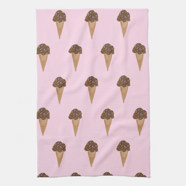 Chocolate ice cream cone pattern kitchen towel (Vertical)