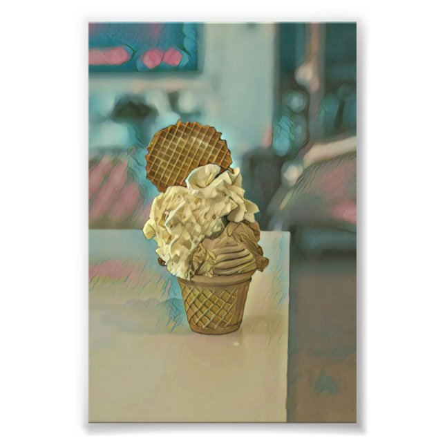 Chocolate ice cream cone photo print (Front)