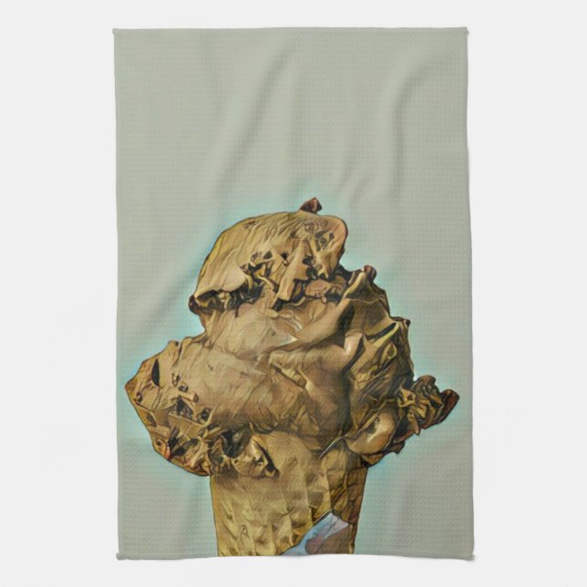 Chocolate ice cream cone tea towel (Vertical)