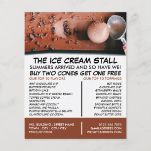 Chocolate Ice Cream, Ice Cream Parlor Advertising Flyer