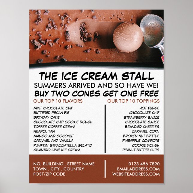 Chocolate Ice Cream, Ice Cream Parlor Advertising Poster (Front)