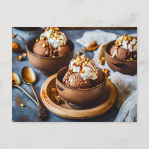 Chocolate Ice Cream in Cup Holiday Postcard