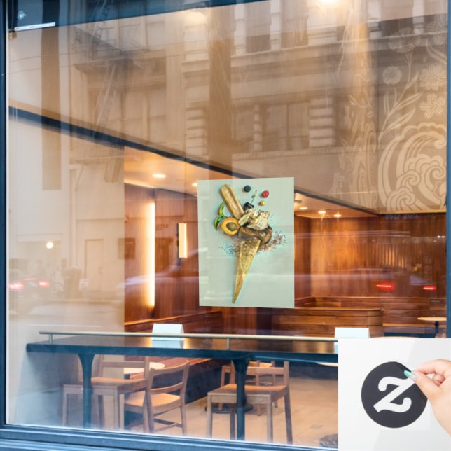 Chocolate ice cream lover gift window cling (Cafe Window)