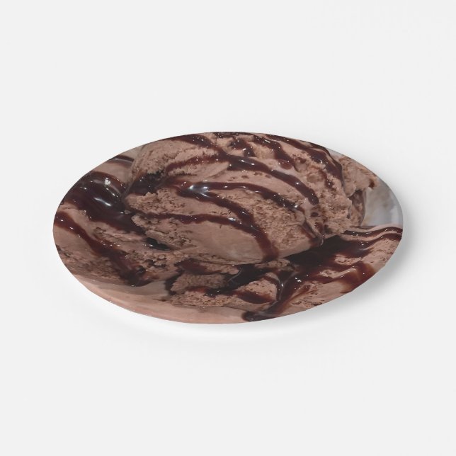 Chocolate Ice Cream Photo Paper Plate (Angled)