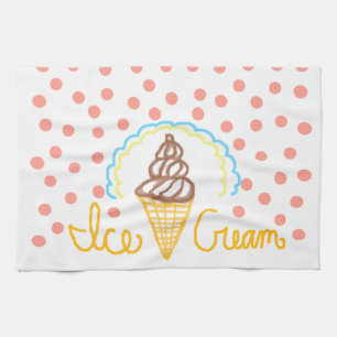 Chocolate Ice Cream Polka Dots Dream Tea Towel