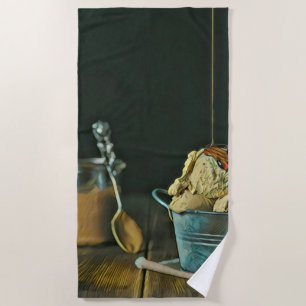 Chocolate ice cream scoop beach towel