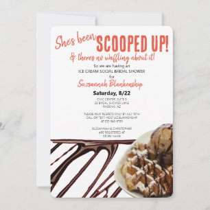Chocolate Ice Cream Scoop On Waffle Bridal Shower Invitation