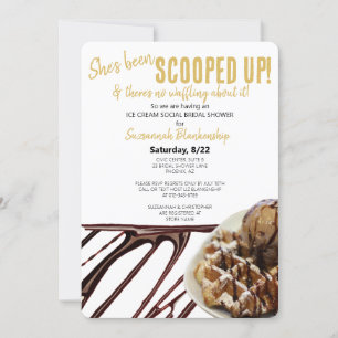 Chocolate Ice Cream Scoop On Waffle Bridal Shower Invitation