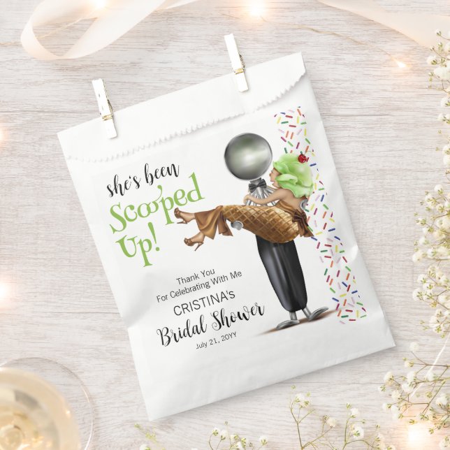 Chocolate Ice cream Scooped Up Bridal Shower Favour Bags (Clipped)