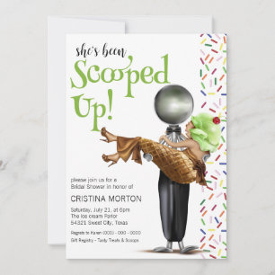 Chocolate Ice cream Scooped Up Bridal Shower Invitation