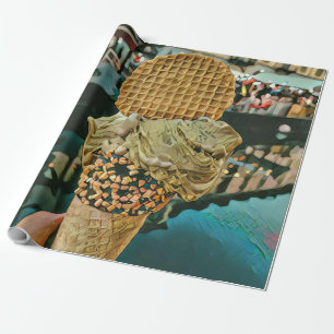 Chocolate ice cream sprinkles wrapping paper