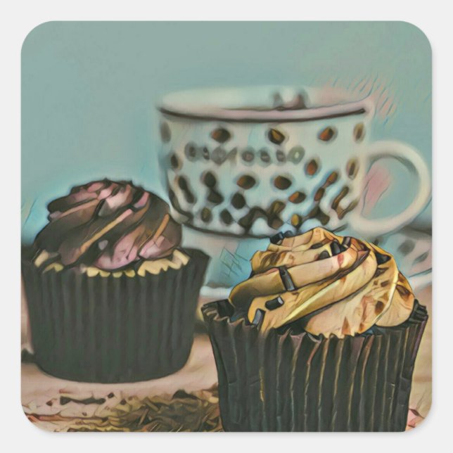 Chocolate ice cream square sticker (Front)