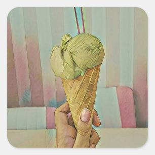 Chocolate ice cream square sticker