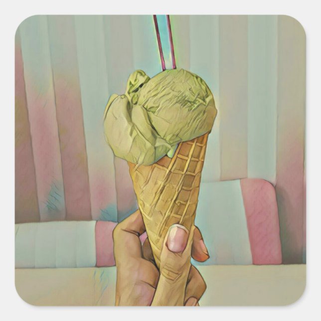 Chocolate ice cream square sticker (Front)