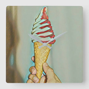 Chocolate ice cream square wall clock