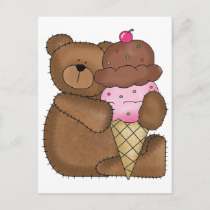 Chocolate Ice Cream Teddy Postcard