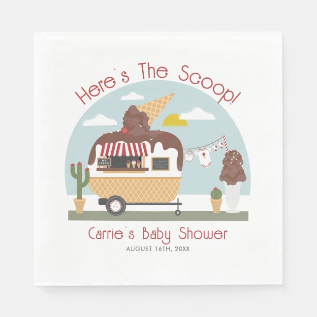 Chocolate Ice Cream Truck Neutral Baby Shower Napkin (Front)