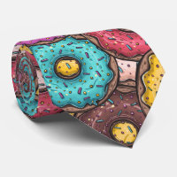 Chocolate Iced Sprinkles Doughnuts Neck Tie
