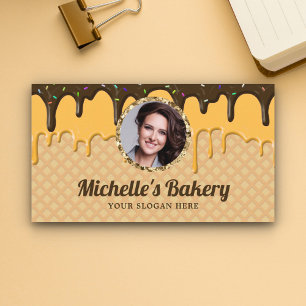 Chocolate Icing Drips Pastry Chef Photo Bakery Business Card