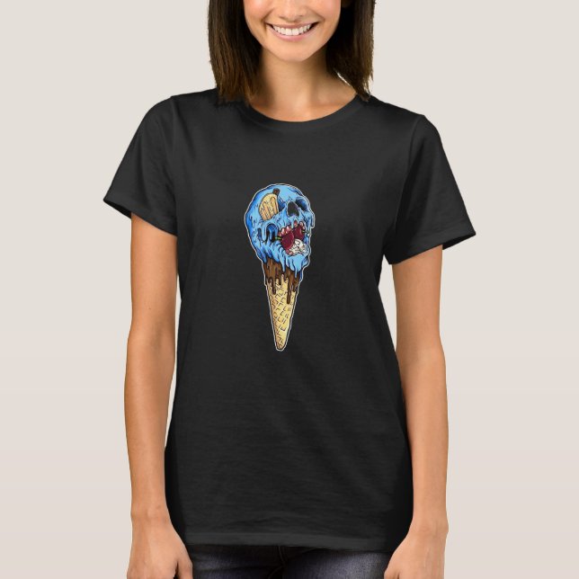 Chocolate Icream Scared Skull Is Melting T-Shirt (Front)