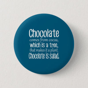 Chocolate Is Salad Funny Diet Quote  6 Cm Round Badge
