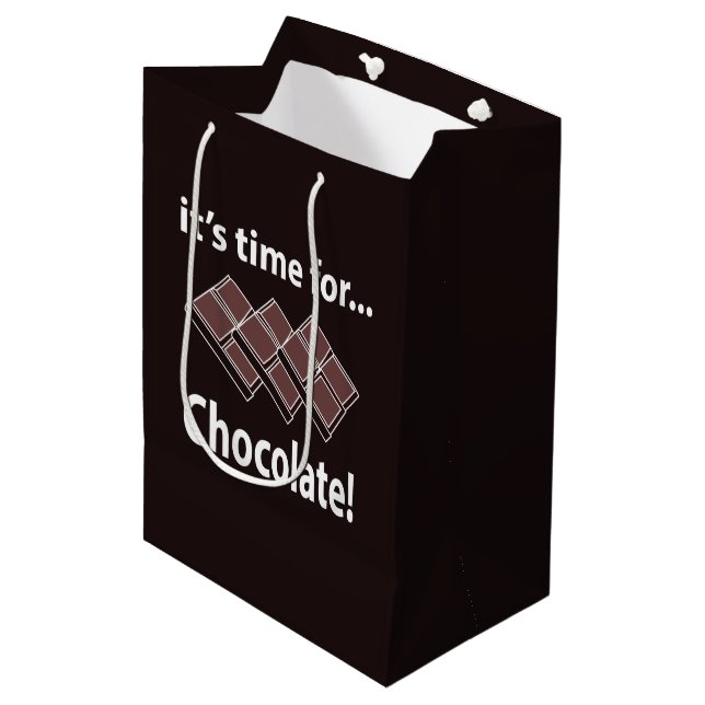 Chocolate It's Time For Chocolate Medium Gift Bag (Front Angled)