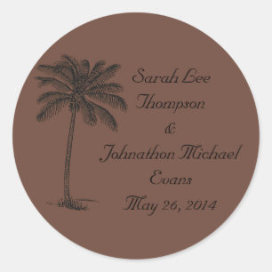 Chocolate Java Beach Getaway Wedding Seals/Stckers Classic Round Sticker