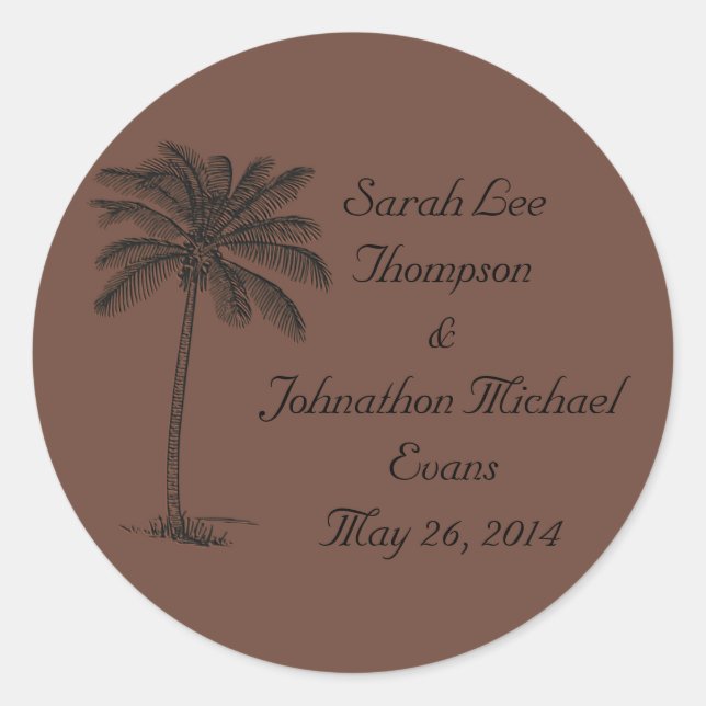 Chocolate Java Beach Getaway Wedding Seals/Stckers Classic Round Sticker (Front)