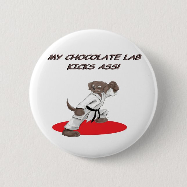 Chocolate Karate Lab 6 Cm Round Badge (Front)