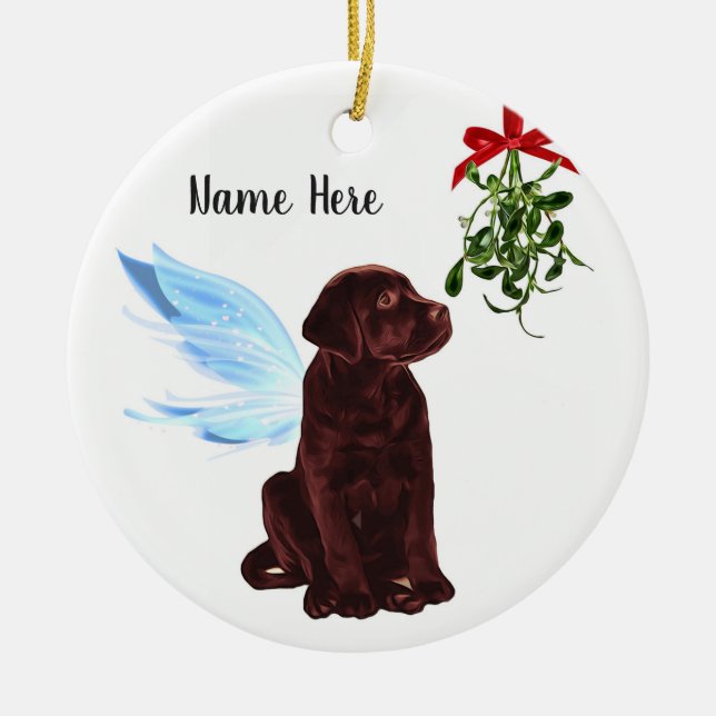 Chocolate Lab Angel -  Christmas Ornament (Front)