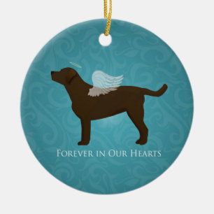 Chocolate Lab Angel Pet Memorial Design Ceramic Tree Decoration
