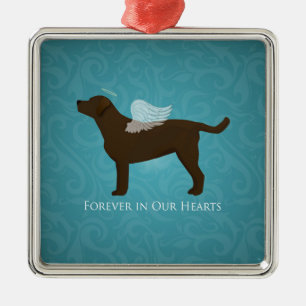 Chocolate Lab Angel Pet Memorial Design Metal Tree Decoration
