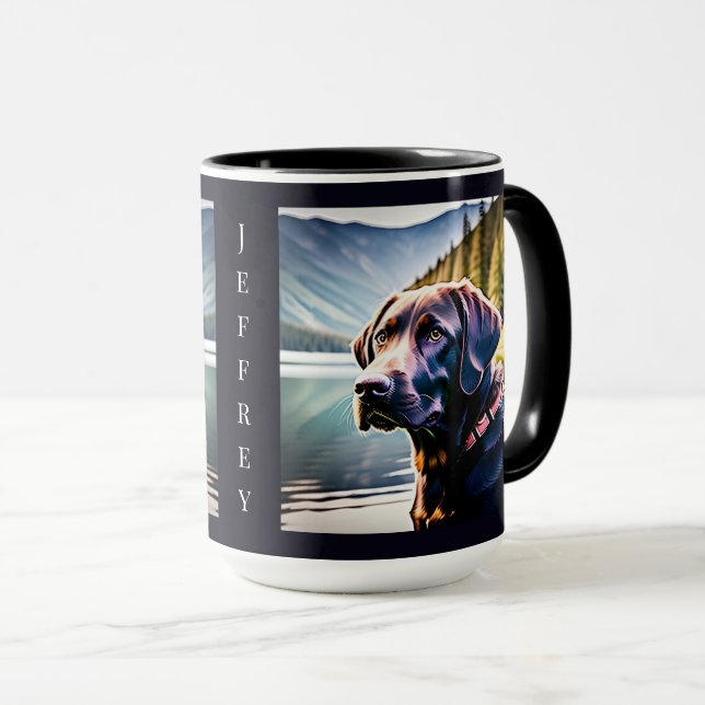 Chocolate Lab at Mountain Lake Mug (Front Right)