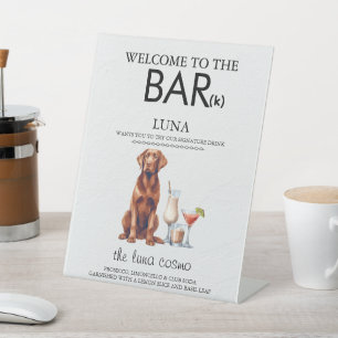 Chocolate Lab Bar Pedestal Sign