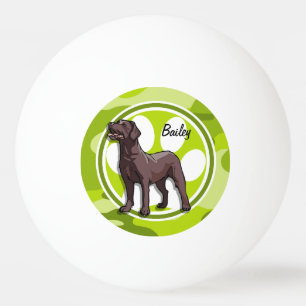 Chocolate Lab; bright green camo, camouflage Ping Pong Ball