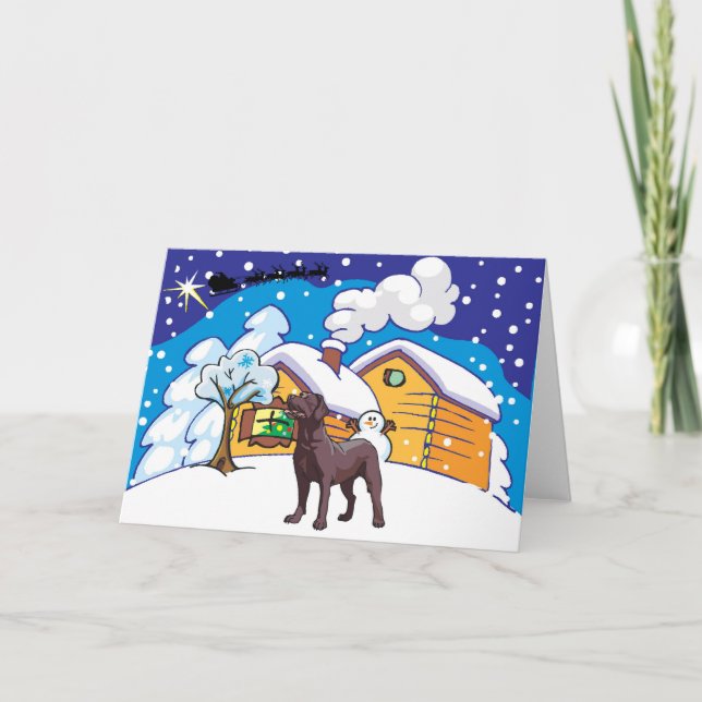 chocolate lab cabin holiday card (Front)