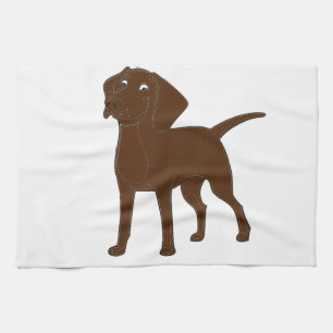 chocolate lab cartoon full 3 tea towel