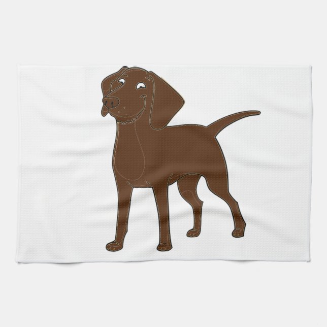 chocolate lab cartoon full 3 tea towel (Horizontal)
