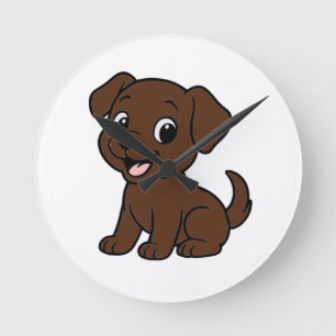 Chocolate Lab Cartoon Round Clock