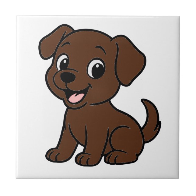 Chocolate Lab Cartoon Tile (Front)