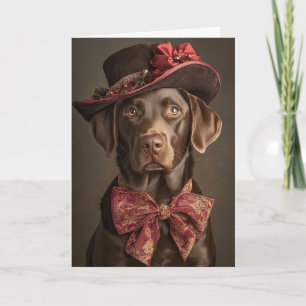 Chocolate Lab Christmas Card Elegant Victorian Dog