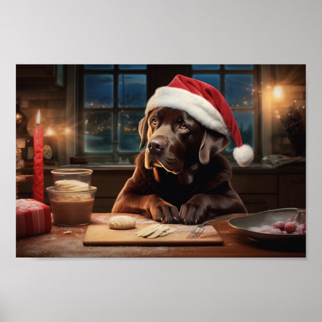 Chocolate Lab Christmas Cookies Festive Holiday Poster (Front)