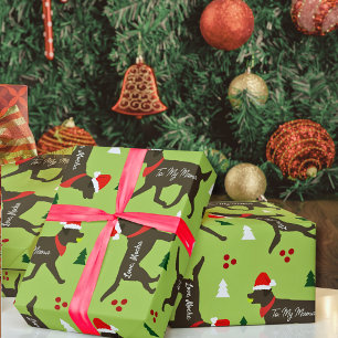 Chocolate Lab Christmas Customised Add Dog's Name Wrapping Paper