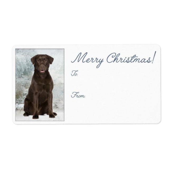 Chocolate Lab Christmas Gift Labels (Front)